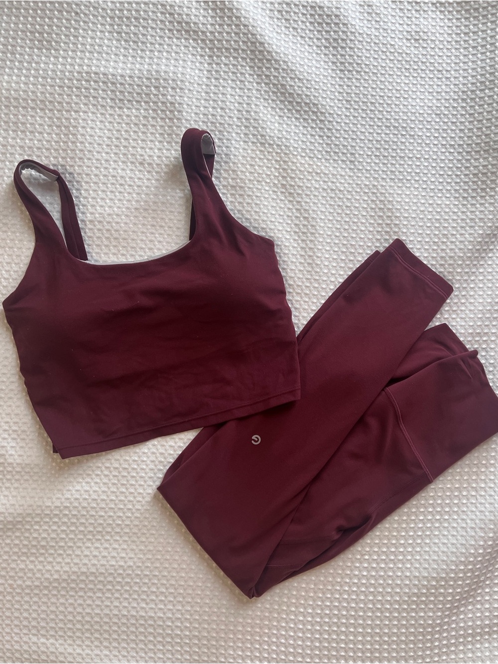 GlowMode Women's Maroon Cropped Tank and Legging Set, size Small